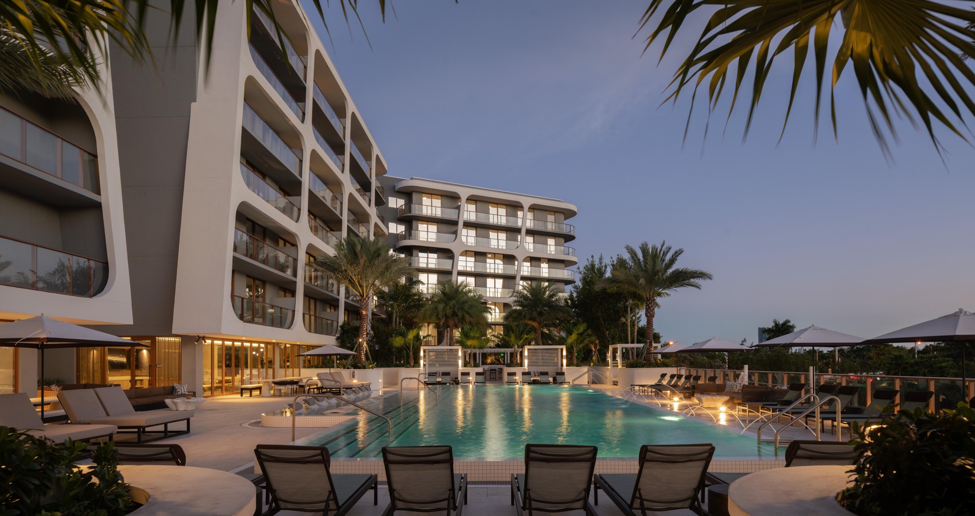 Avara game room with billiards and direct access to the elevated pool deck