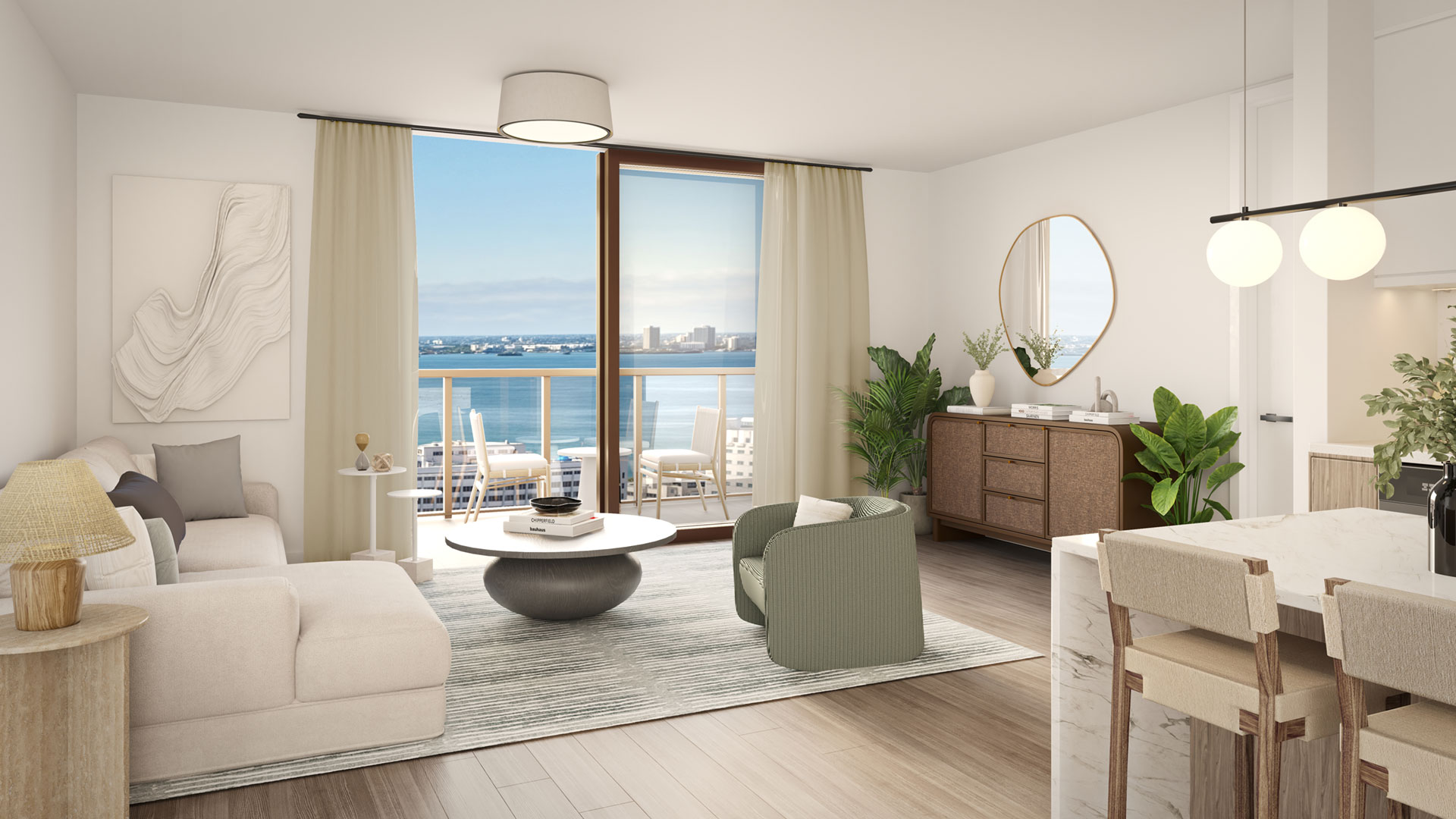 Living room in one of Avara's luxury apartments in Miami Beach, FL